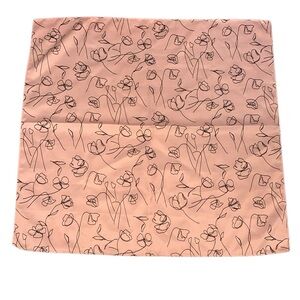 Lark & Ives Pink Floral Minimalist Polyester Scarf Art To Wear Line Drawings
